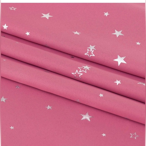 Pink Star Patterned Curtains 2 pieces - Picture 3 of 5